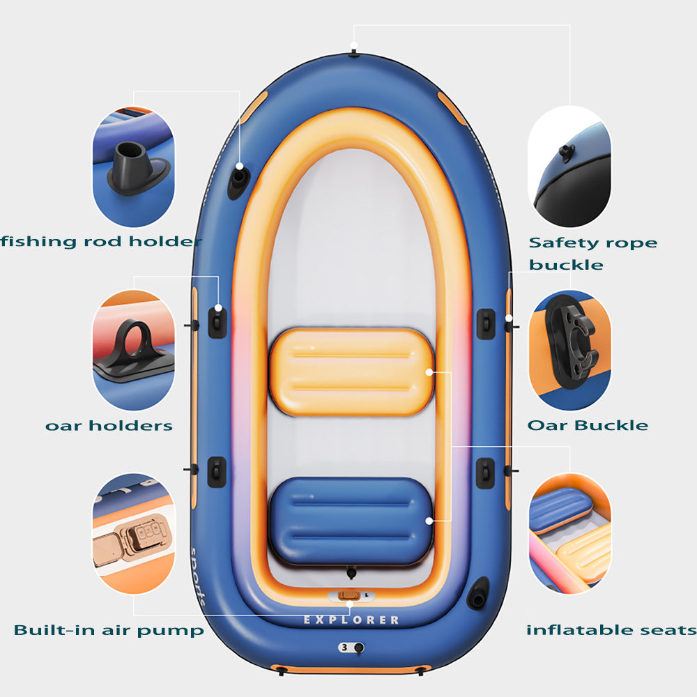 Inflatable Boat Canoeing Fishing Float Tube with Built-in Inflation Pump