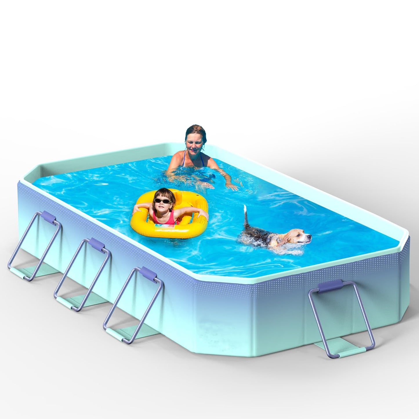 Non-inflatable Folding Kiddie Pool Collapsible Family Pool for Outdoor Backyard