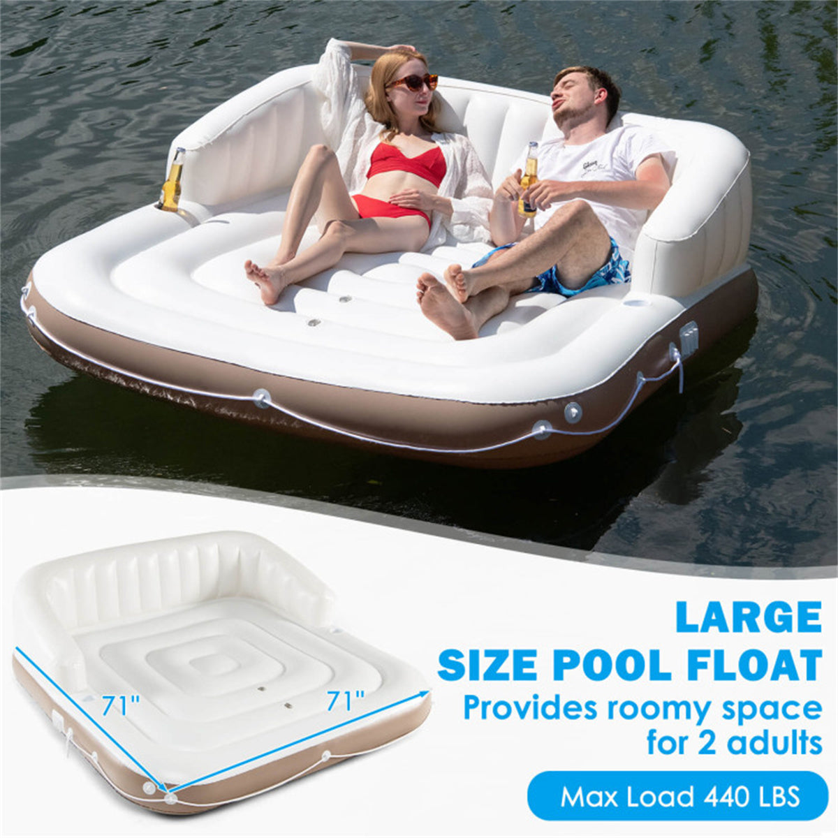inflatable pool Floating lounge Swimming raft with parasol