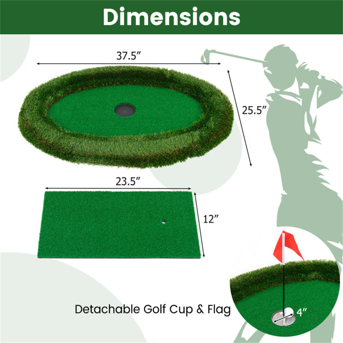 37.5" x 25.5" Oval Floating Golf for Pool Chipping