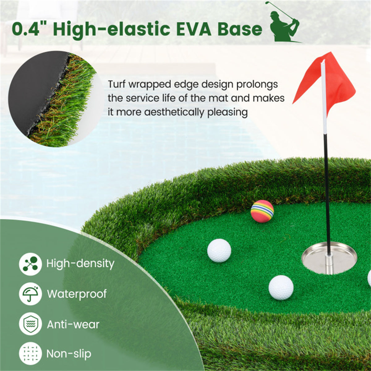 37.5" x 25.5" Oval Floating Golf for Pool Chipping
