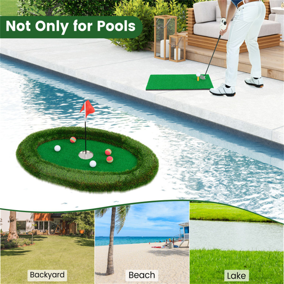 37.5" x 25.5" Oval Floating Golf for Pool Chipping