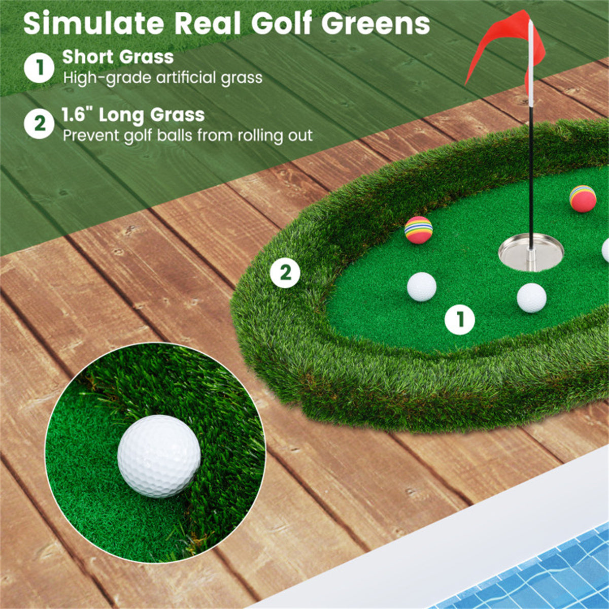 37.5" x 25.5" Oval Floating Golf for Pool Chipping