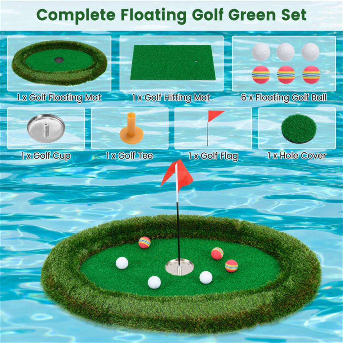 37.5" x 25.5" Oval Floating Golf for Pool Chipping
