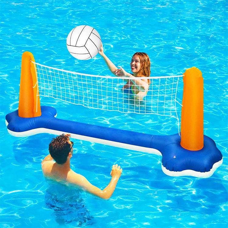 Inflatable Pool Volleyball Set & Basketball Hoop