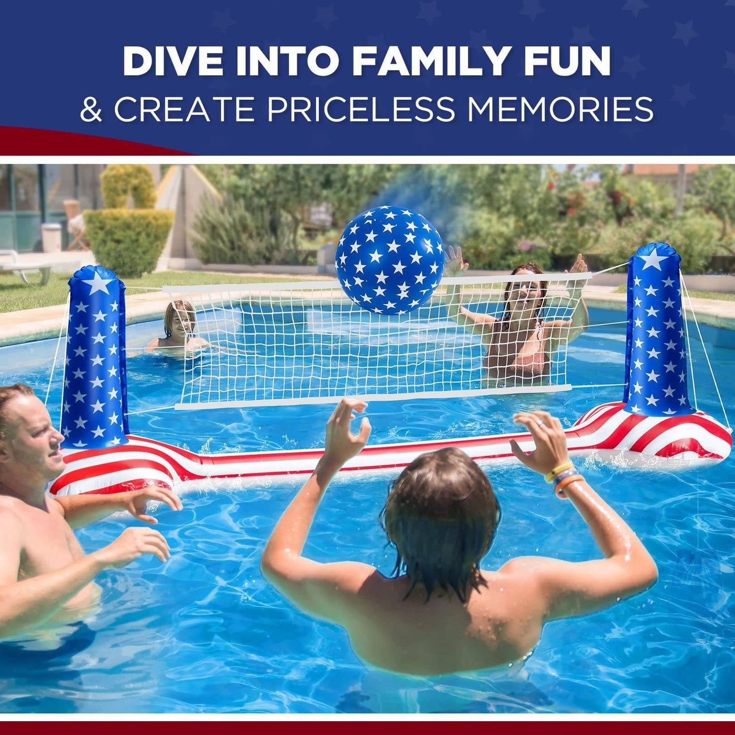 10.4' Pool Volleyball Set - Upgraded Pool Volleyball Net & Basketball Hoop
