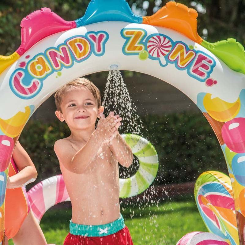 Inflatable Play Center Kiddie Pool with Water Slide - Candy Zone