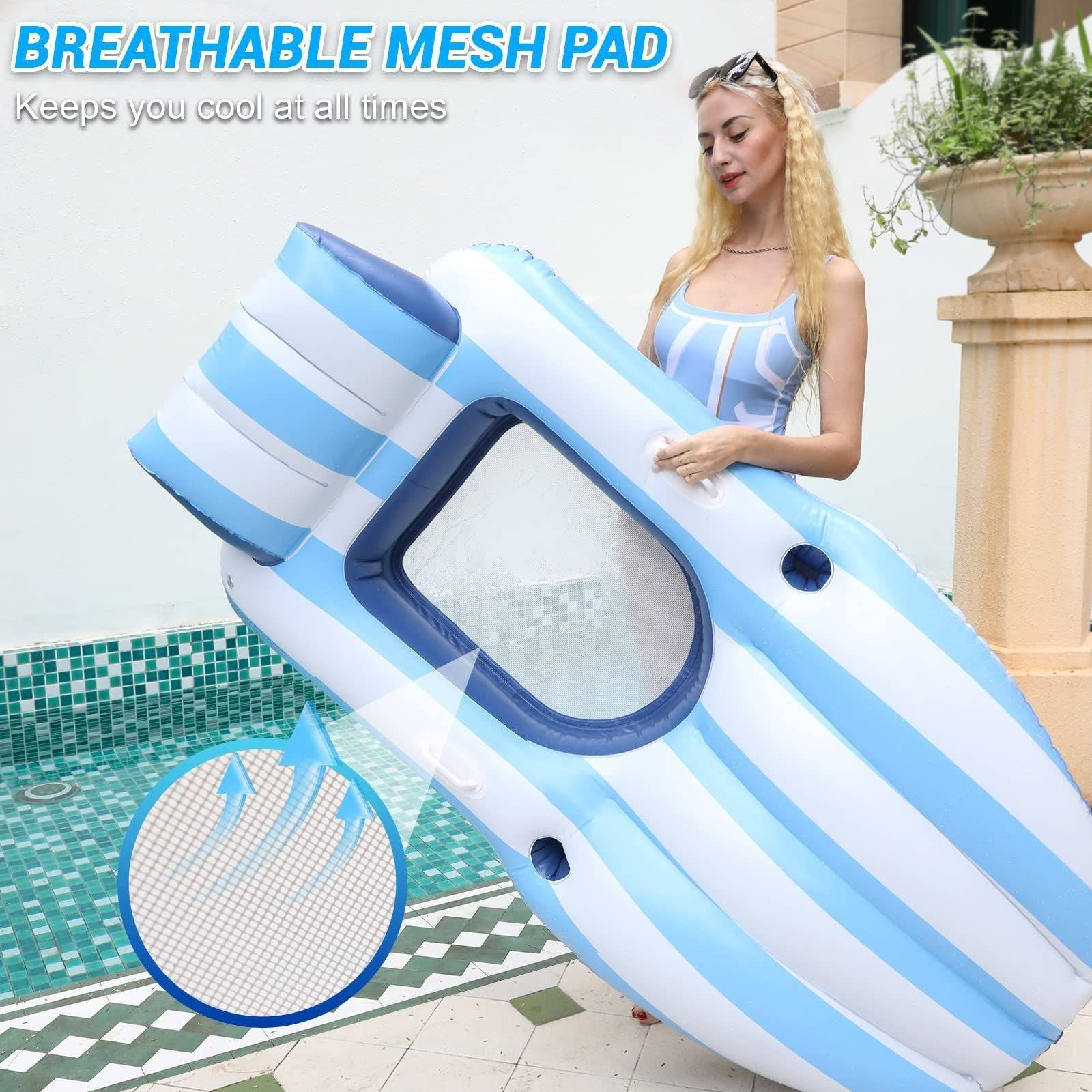 Inflatable Pool Floats Adult with Cup Holders Pool Lounger