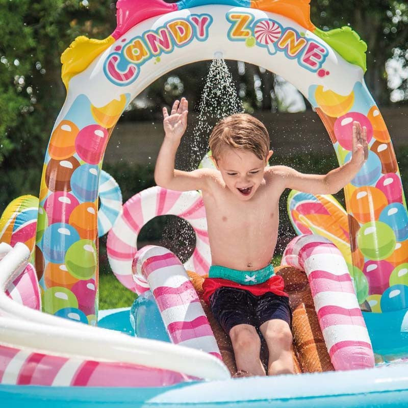 Inflatable Play Center Kiddie Pool with Water Slide - Candy Zone