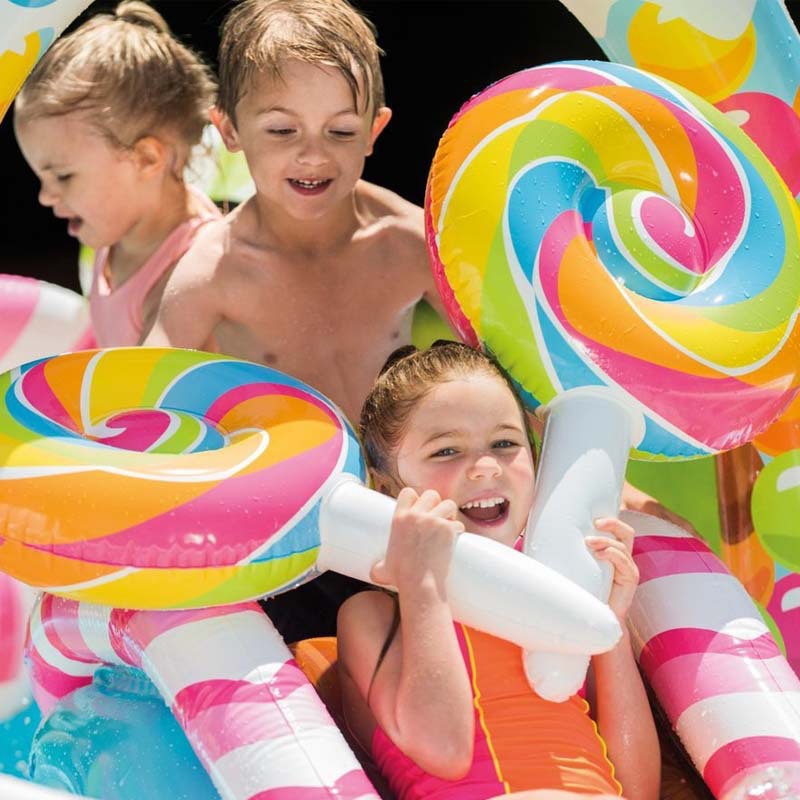Inflatable Play Center Kiddie Pool with Water Slide - Candy Zone