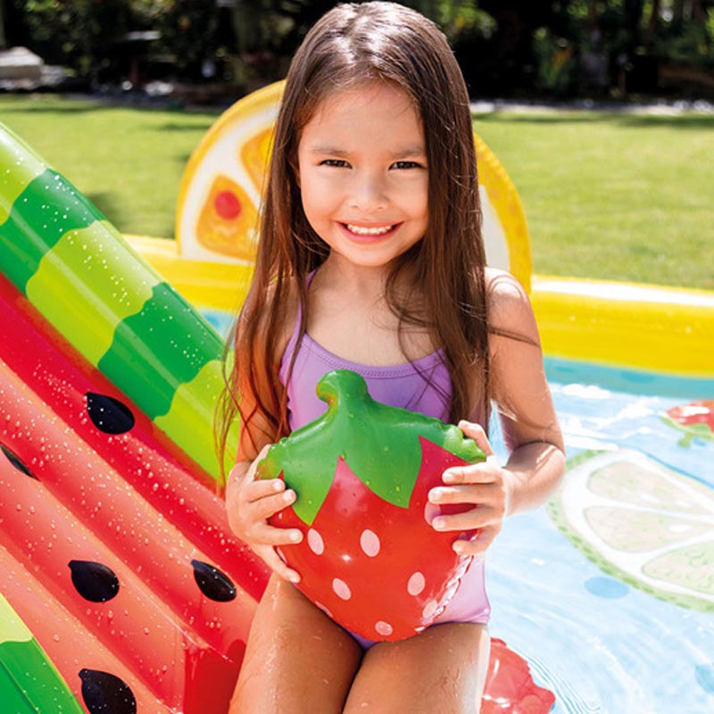Inflatable Play Center Kiddie Pool with Water Slide - FruitLand