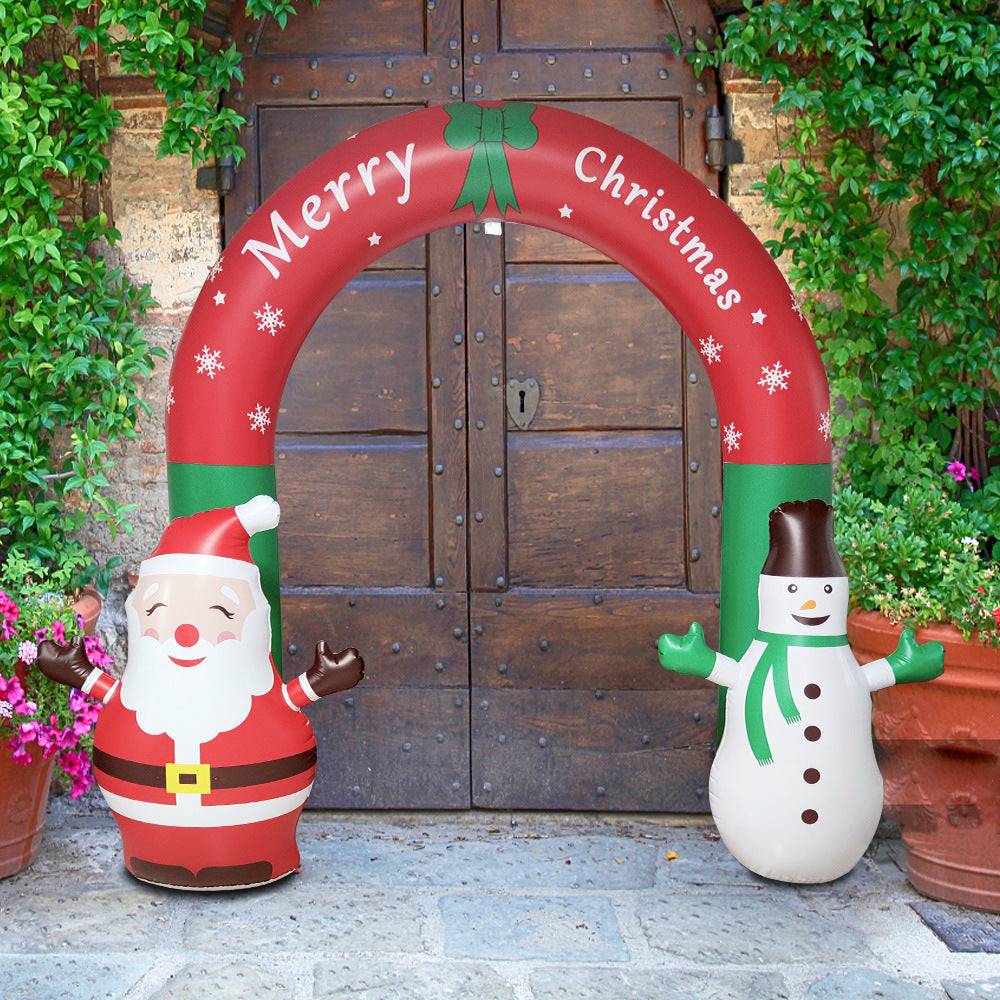 Outdoor 8 Feet Inflatable Santa & Snowman Arch Gate Christmas Decoration