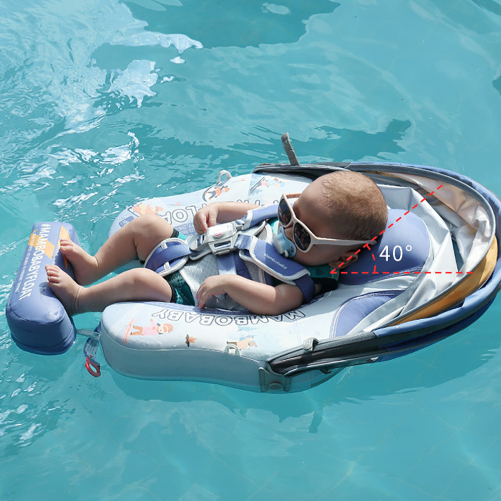 Baby Floats for Pool with Canopy Removable UPF 50+ UV Sun Protection Canopy Mambobaby Float Non Inflatable Upgrade Add Tail Avoid Flip Waterproof Skin-Friendly Infant Swim Float 3-24 Months