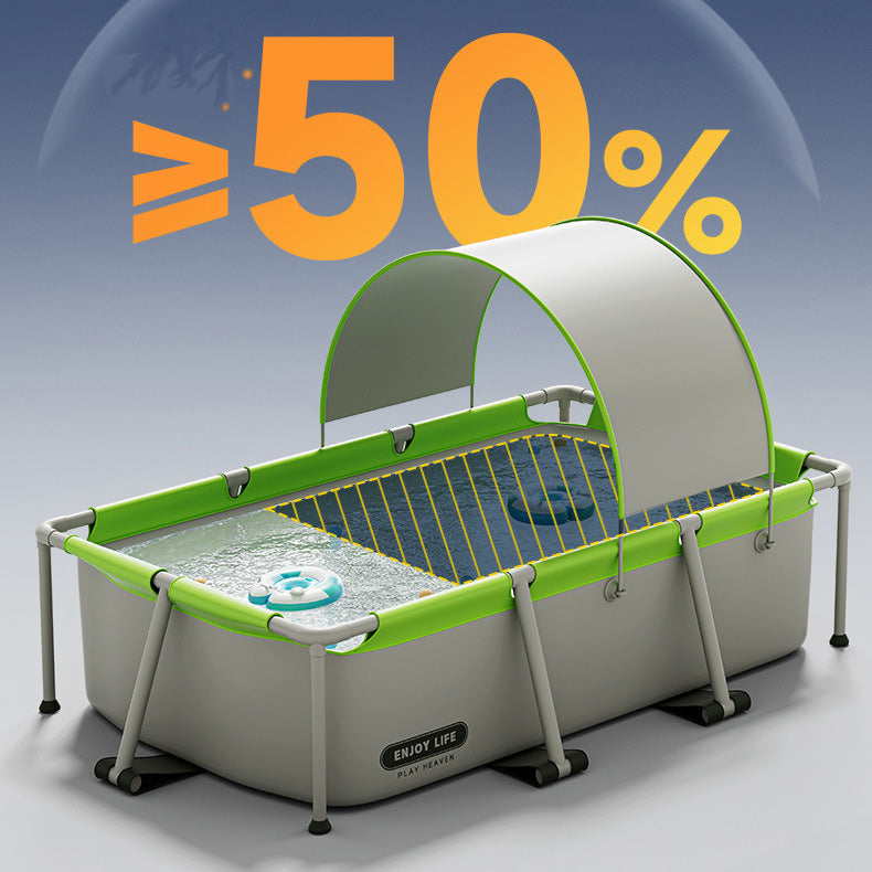 Large Rectangular Swimming Pool with Awning