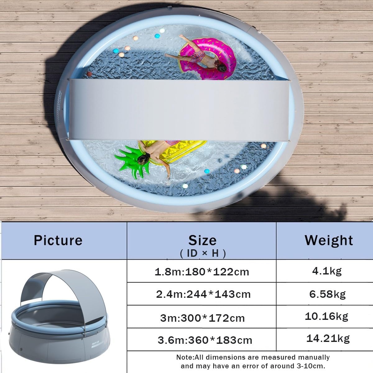 Inflatable Grip Net Swimming Pool with Sunshade