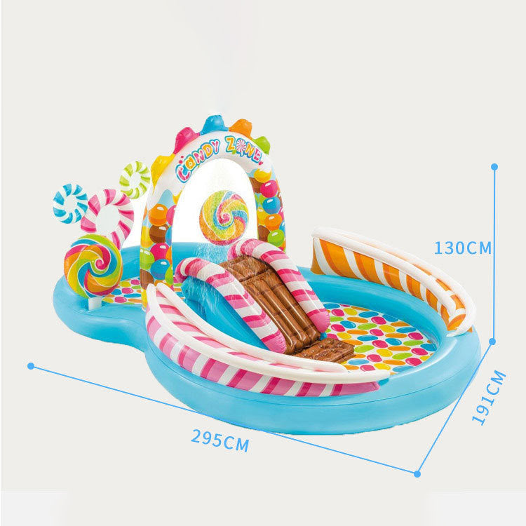Inflatable Play Center Kiddie Pool with Water Slide - Candy Zone
