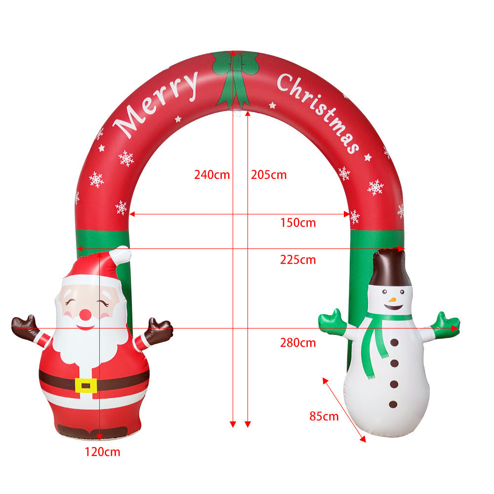 Outdoor 8 Feet Inflatable Santa & Snowman Arch Gate Christmas Decoration
