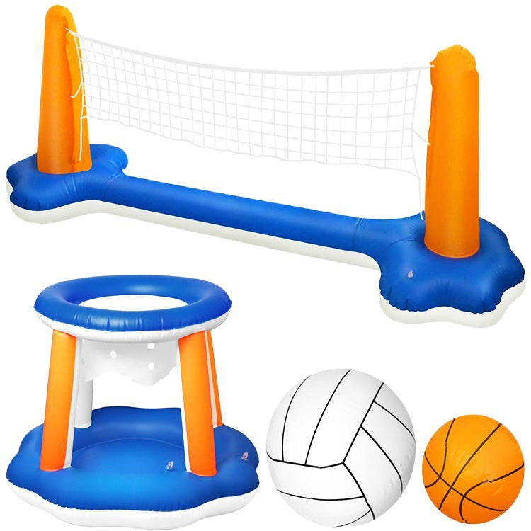 Inflatable Pool Volleyball Set & Basketball Hoop