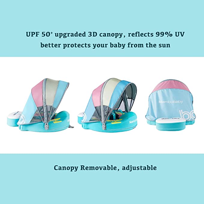 Upgrade Mambobaby Baby Swimming Float With Adjustable Canopy for 3-24 Months Baby