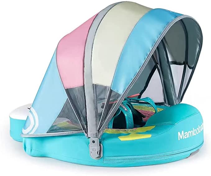 Upgrade Mambobaby Baby Swimming Float With Adjustable Canopy for 3-24 Months Baby
