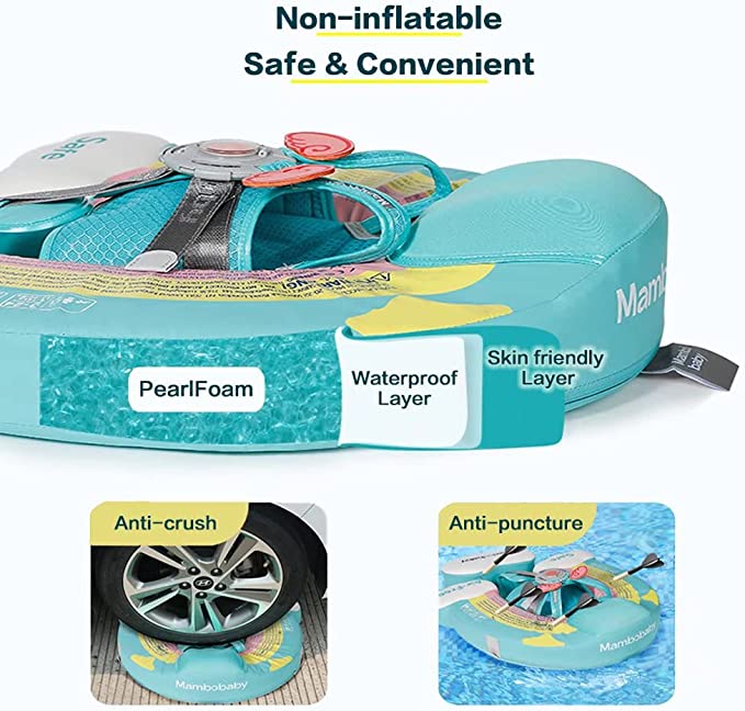 Upgrade Mambobaby Baby Swimming Float With Adjustable Canopy for 3-24 Months Baby