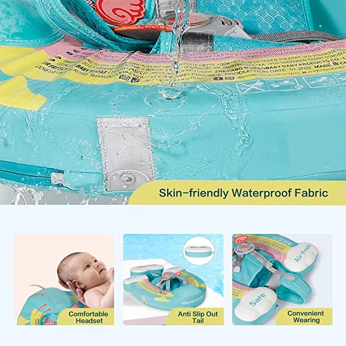 Upgrade Mambobaby Baby Swimming Float With Adjustable Canopy for 3-24 Months Baby