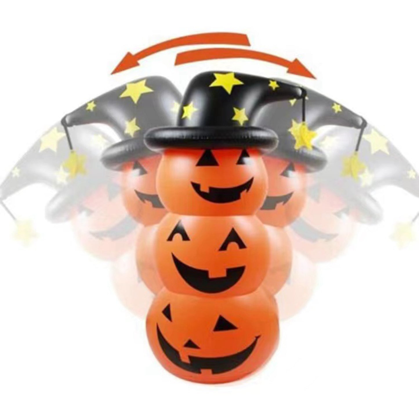 Outdoor 55inch Inflatable Pumpkin Tumbler Halloween Decoration Witch Hat Pumpkin Decoration