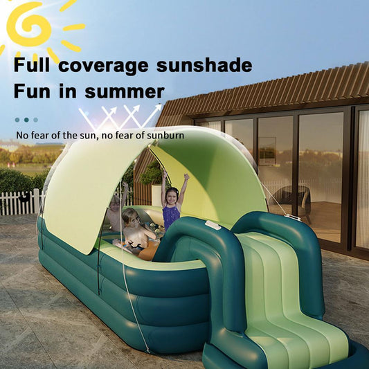 Inflatable Swimming Pool with Slide Large Awnings Naughty Fort Thickening - Indoor & Backyard Family Fun - cisann.com