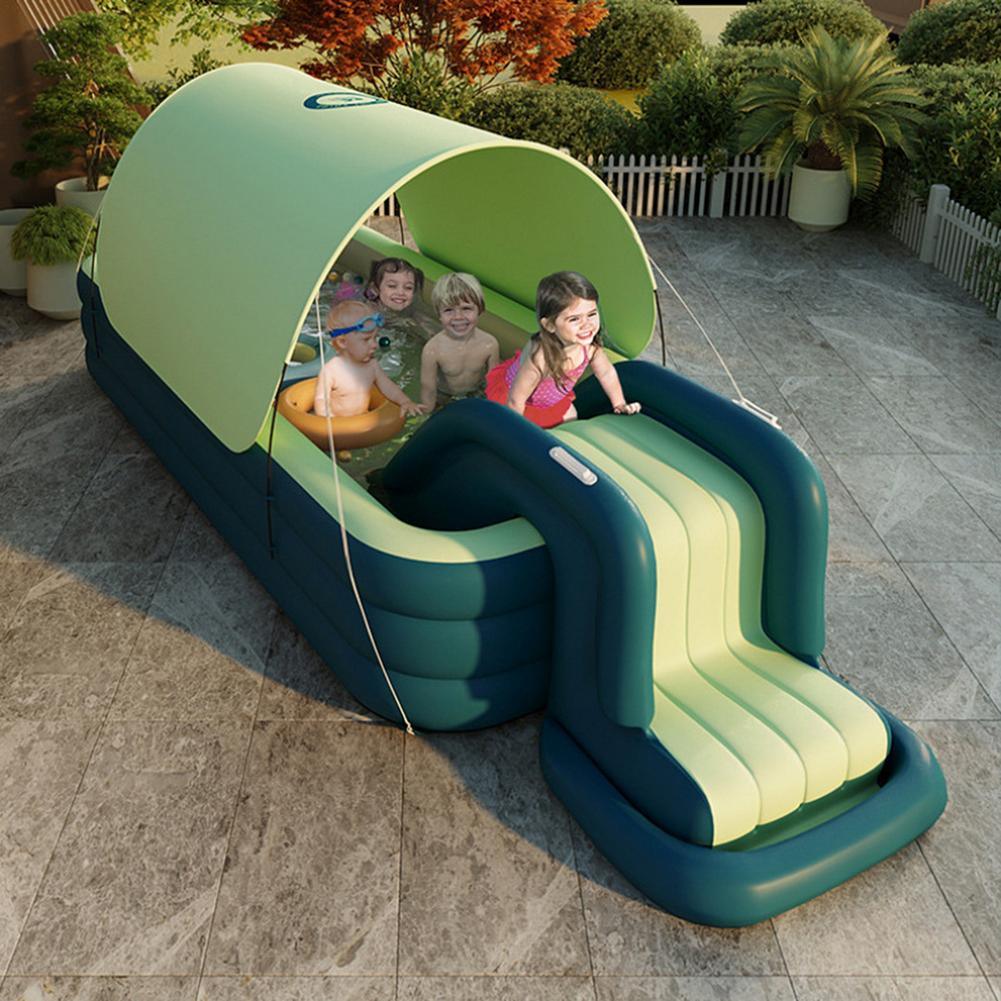 Inflatable Swimming Pool with Slide Large Awnings Naughty Fort Thickening - Indoor & Backyard Family Fun - cisann.com