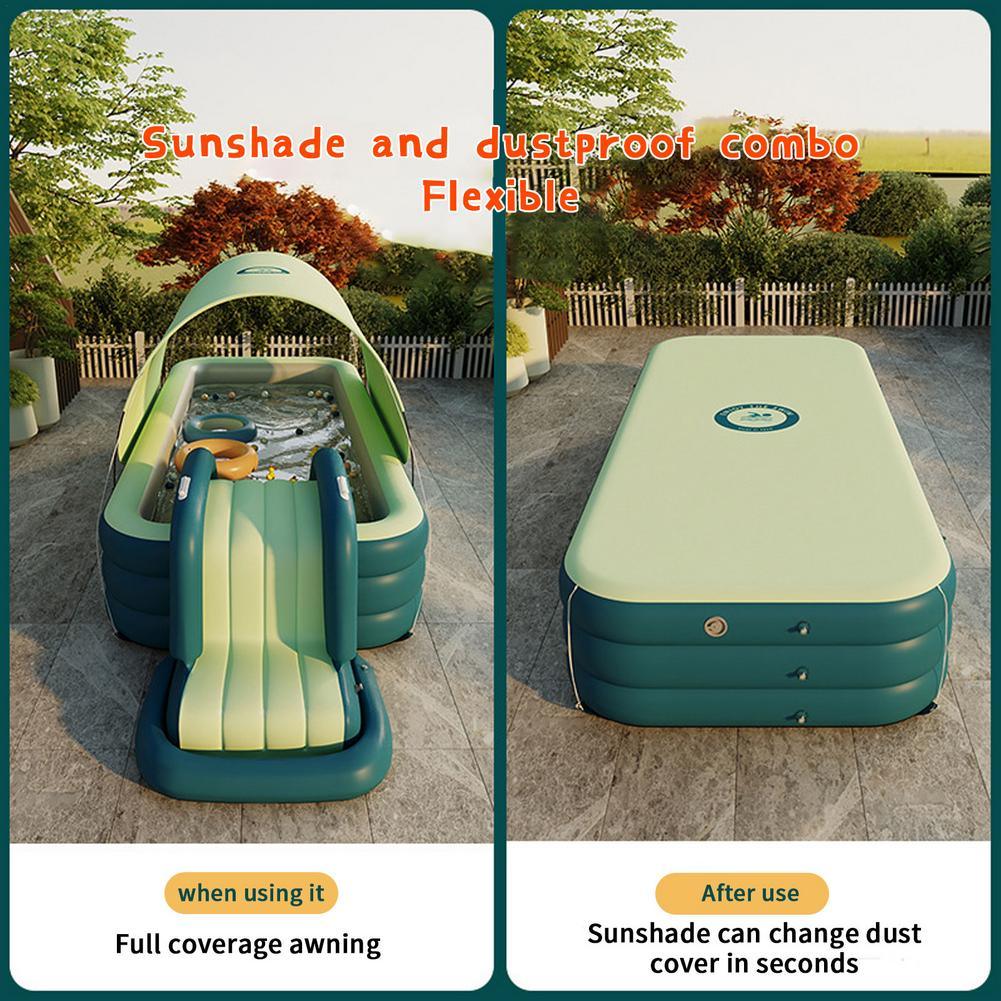 Inflatable Swimming Pool with Slide Large Awnings Naughty Fort Thickening - Indoor & Backyard Family Fun - cisann.com