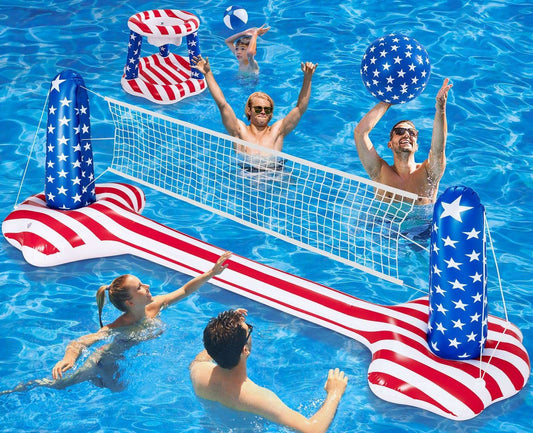 10.4' Pool Volleyball Set - Upgraded Pool Volleyball Net & Basketball Hoop