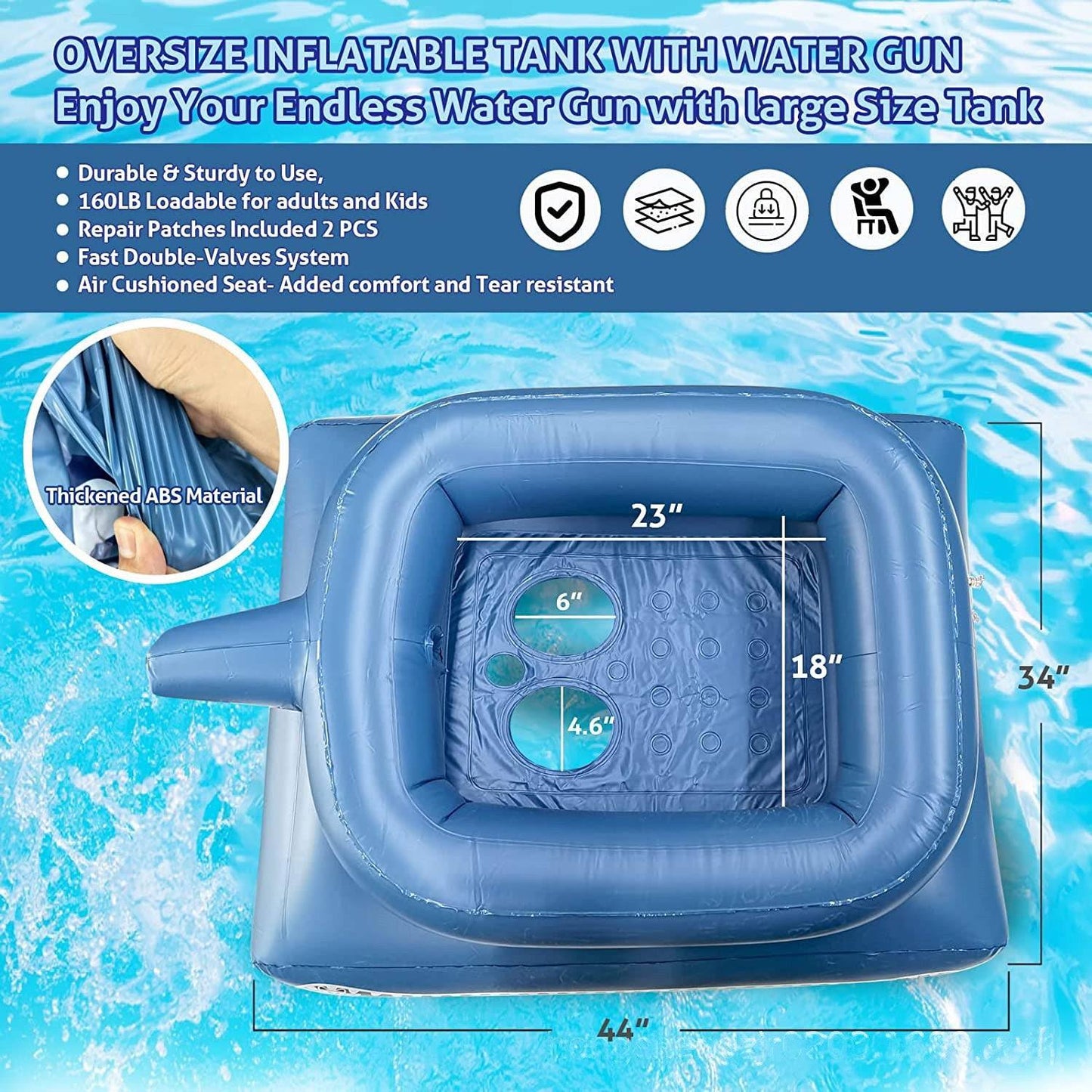 Inflatable Tank Pool Float Camouflage Blue