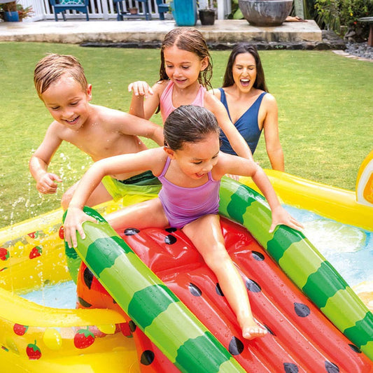 Inflatable Play Center Kiddie Pool with Water Slide - FruitLand