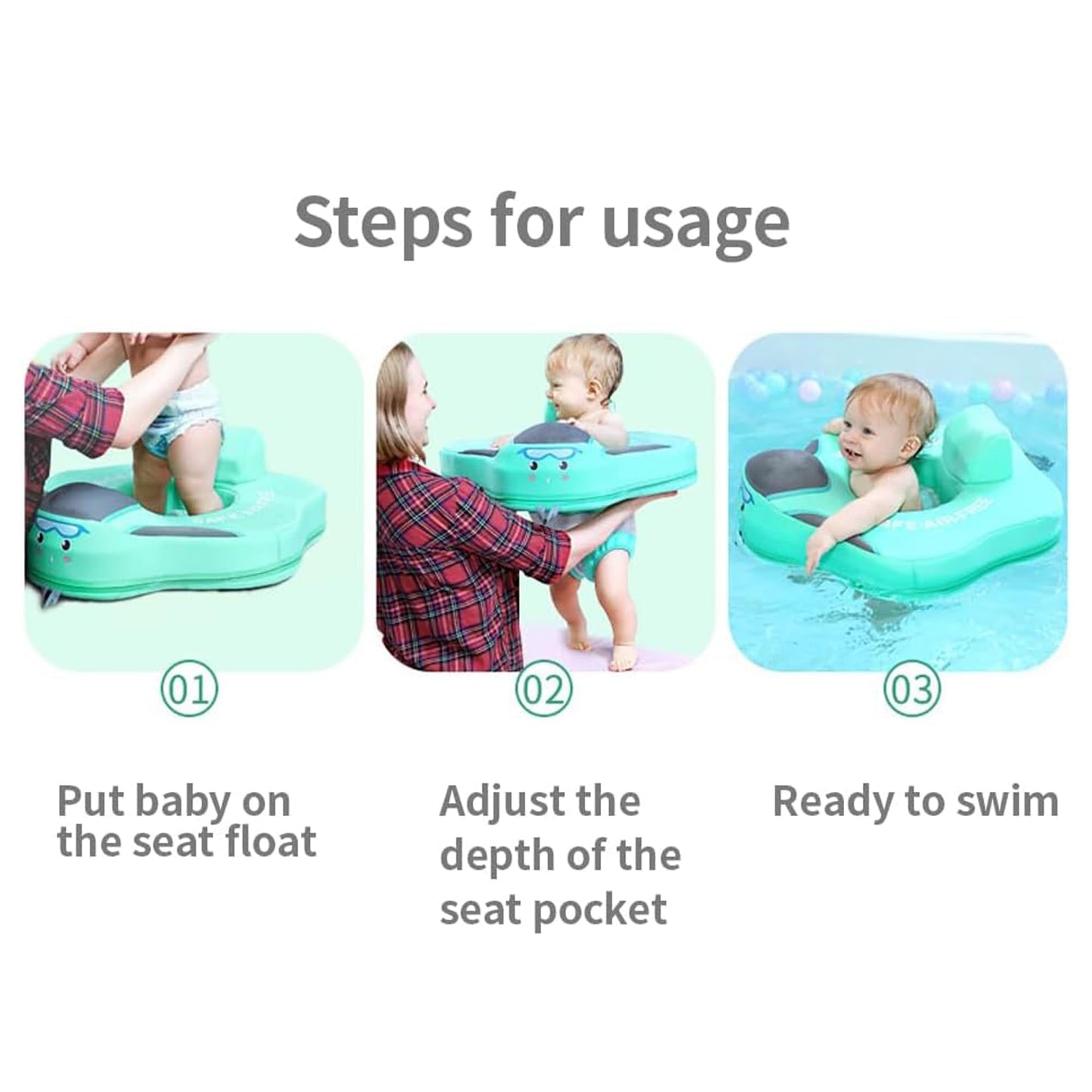 Baby swimming float with Safe Seat for Age 3-24 Months Toddler