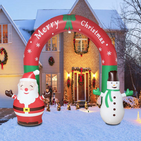 Outdoor 8 Feet Inflatable Santa & Snowman Arch Gate Christmas Decoration