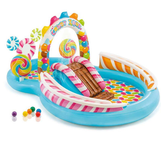 Inflatable Play Center Kiddie Pool with Water Slide - Candy Zone
