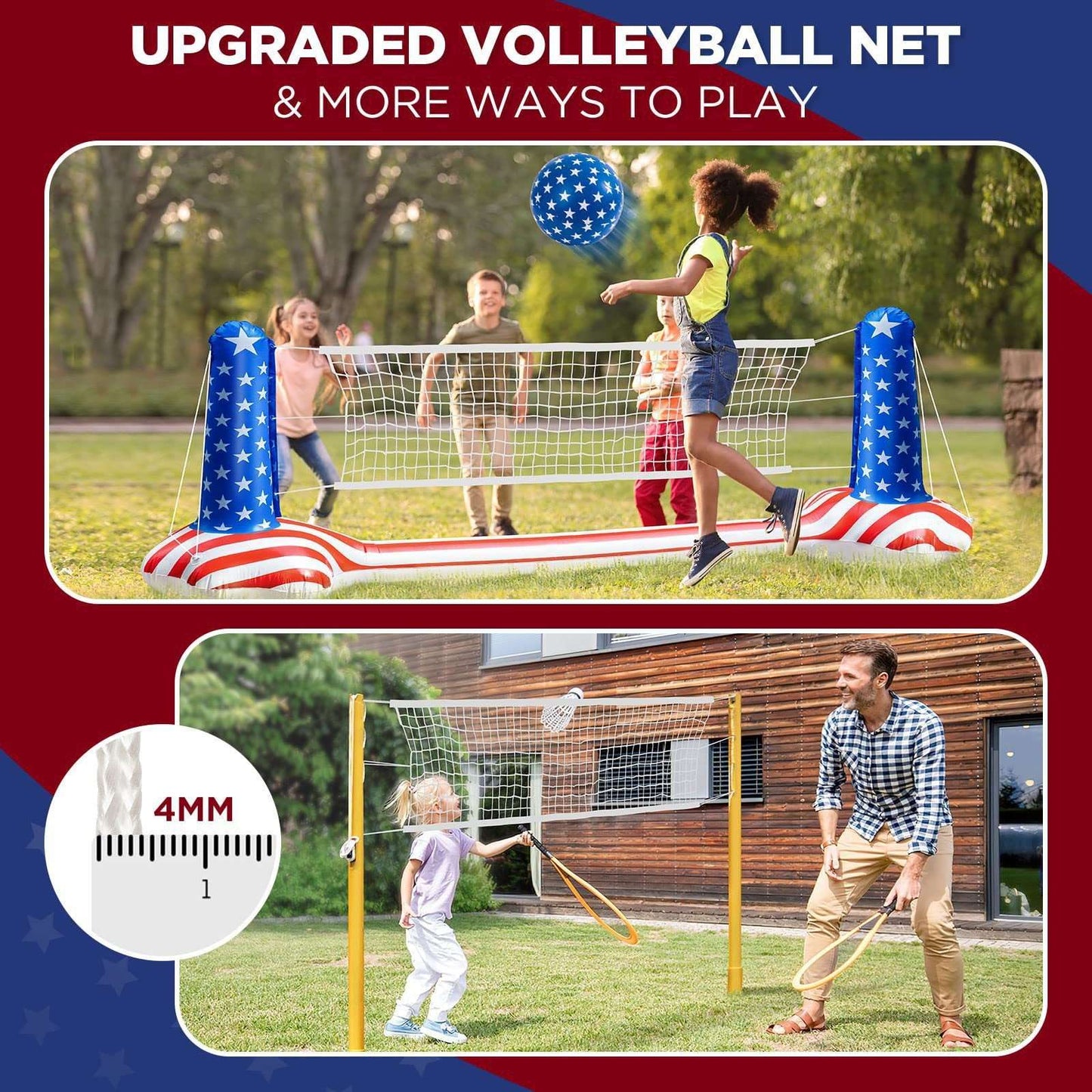10.4' Pool Volleyball Set - Upgraded Pool Volleyball Net & Basketball Hoop