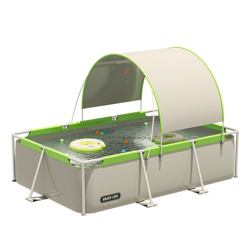Large Rectangular Swimming Pool with Awning – Aquablue Fun
