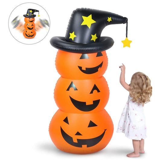 Outdoor 55inch Inflatable Pumpkin Tumbler Halloween Decoration Witch Hat Pumpkin Decoration