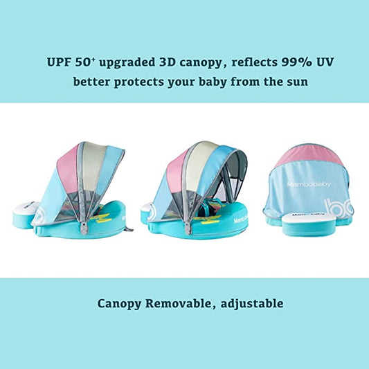 Upgrade Mambobaby Baby Swimming Float With Adjustable Canopy for 3-24 Months Baby