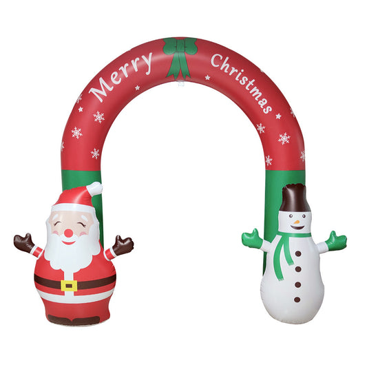 Outdoor 8 Feet Inflatable Santa & Snowman Arch Gate Christmas Decoration
