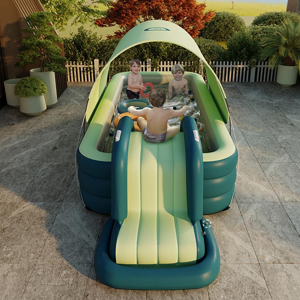 Inflatable Swimming Pool with Slide Large Awnings Naughty Fort Thickening - Indoor & Backyard Family Fun - cisann.com